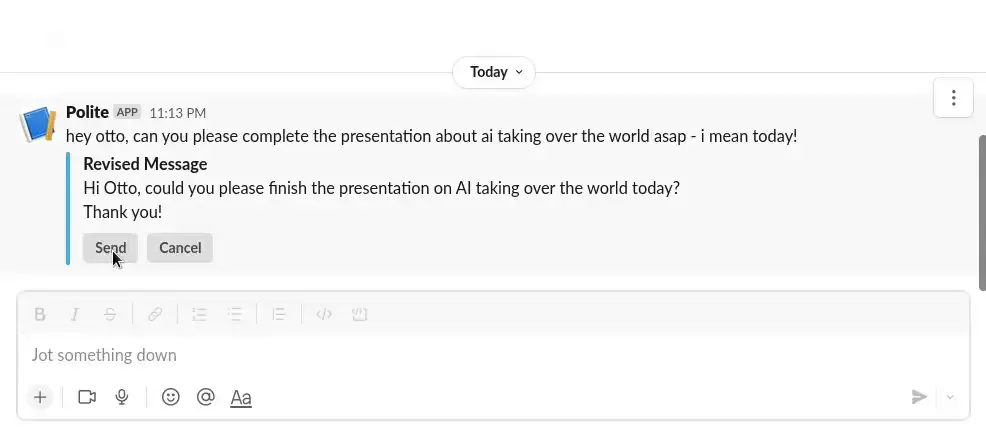 A Screenshot from the Polite App